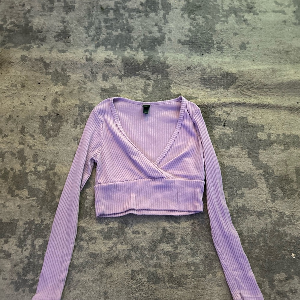 Lavender Ribbed Wrap Top